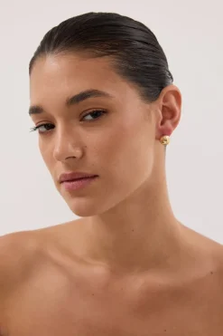 F+H GOLD HAMMERED BALL STUDS