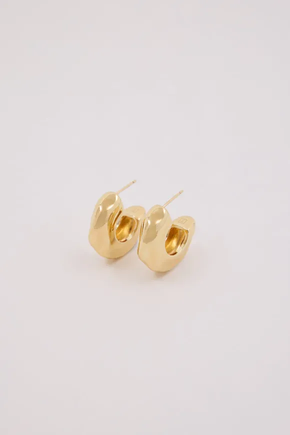 F+H GOLD HAMMERED CHUBBY HOOPS