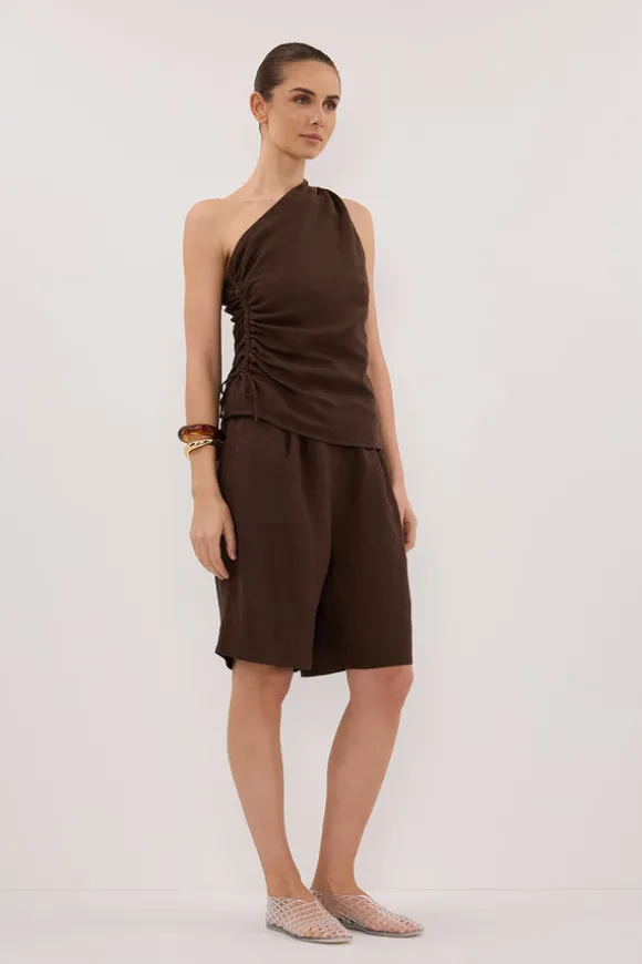FINNY BITTER CHOC LINEN TOP