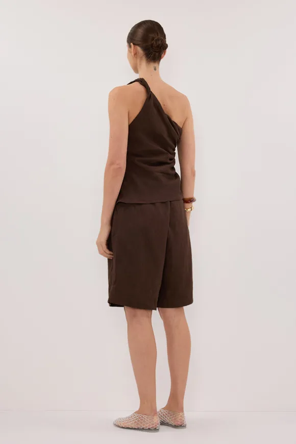 FINNY BITTER CHOC LINEN TOP