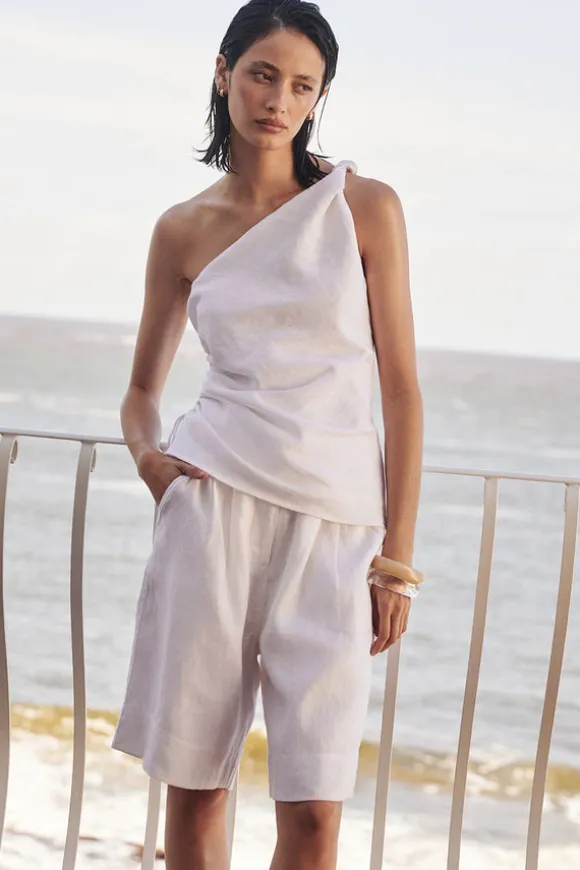 FINNY WHITE SLEEVELESS LINEN TOP