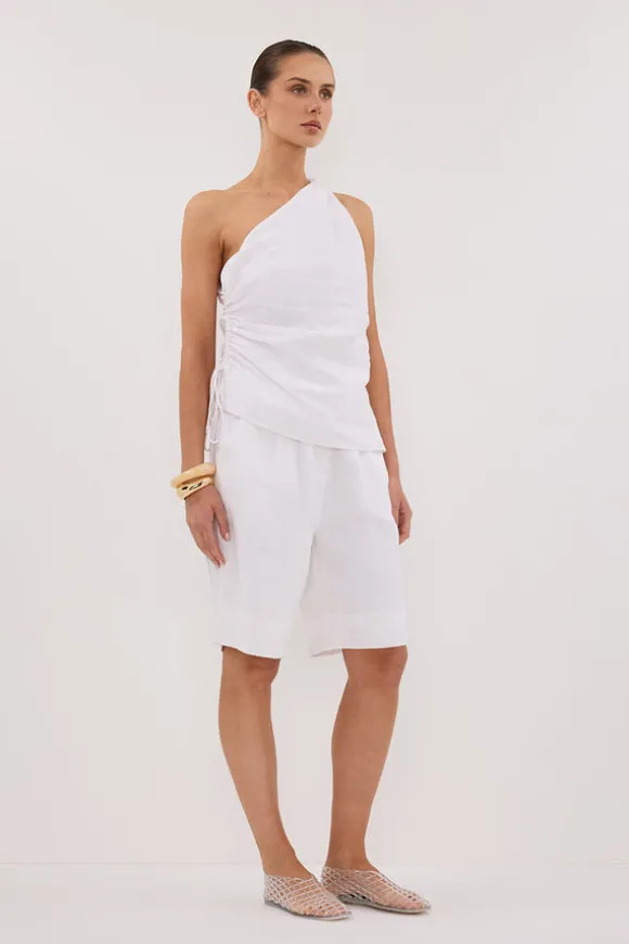 FINNY WHITE SLEEVELESS LINEN TOP
