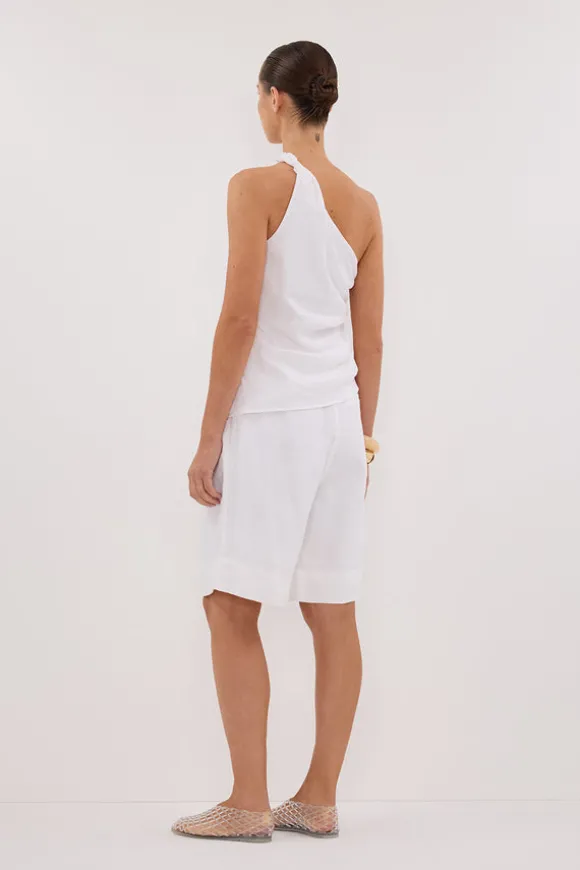 FINNY WHITE SLEEVELESS LINEN TOP