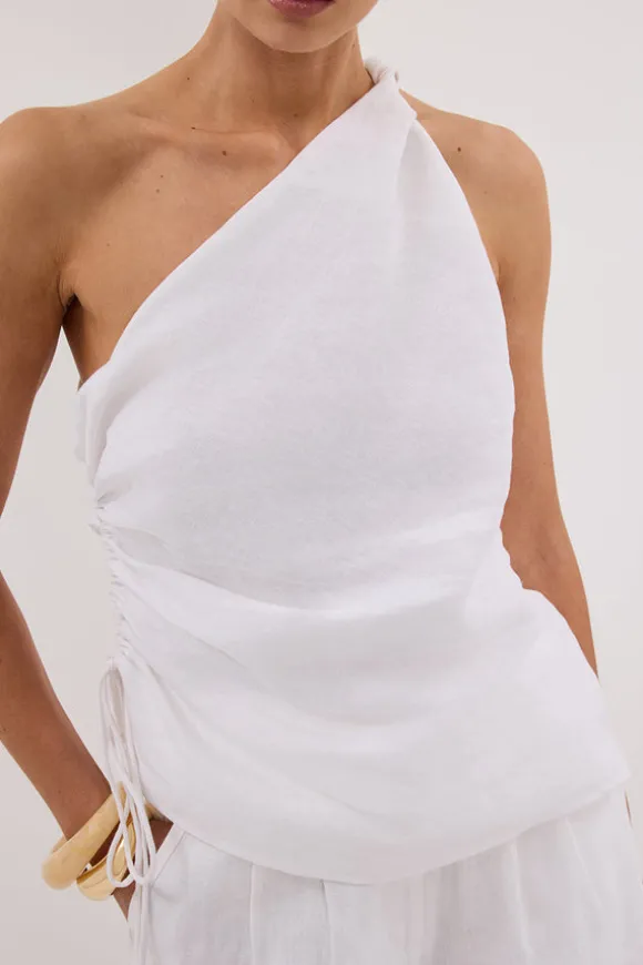 FINNY WHITE SLEEVELESS LINEN TOP
