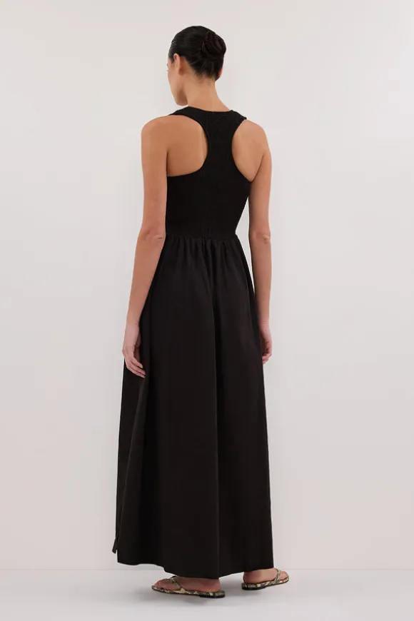 FLORENCE BLACK SLEEVELESS COTTON MIDI DRESS
