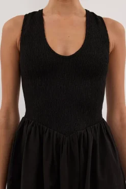 FLORENCE BLACK SLEEVELESS COTTON MIDI DRESS