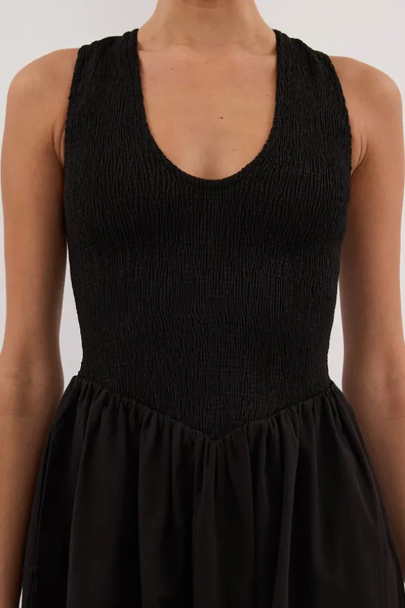 FLORENCE BLACK SLEEVELESS COTTON MIDI DRESS