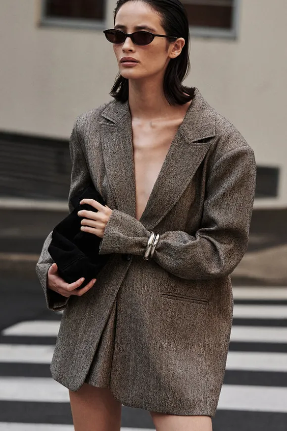 FRANKIE CHOC OVERSIZED TWEED BOYFRIEND BLAZER