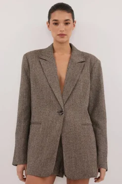 FRANKIE CHOC OVERSIZED TWEED BOYFRIEND BLAZER