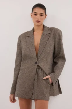 FRANKIE CHOC OVERSIZED TWEED BOYFRIEND BLAZER