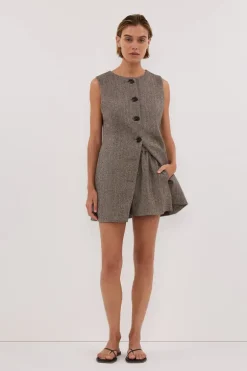FRANKIE CHOC TWEED ELASTIC SHORT