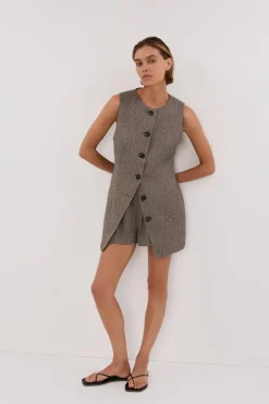 FRANKIE CHOC TWEED ELASTIC SHORT