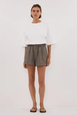 FRANKIE CHOC TWEED ELASTIC SHORT