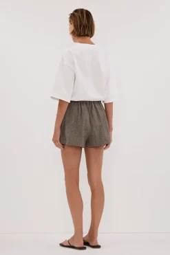 FRANKIE CHOC TWEED ELASTIC SHORT