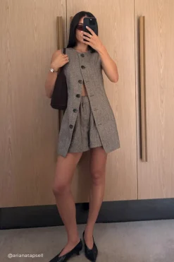 FRANKIE CHOC TWEED TUNIC VEST