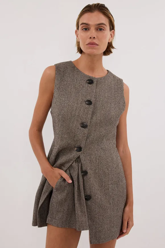 FRANKIE CHOC TWEED TUNIC VEST