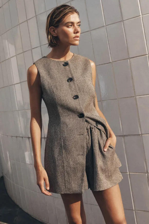 FRANKIE CHOC TWEED TUNIC VEST