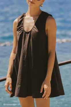 GABBY BITTER CHOC MINI DRESS