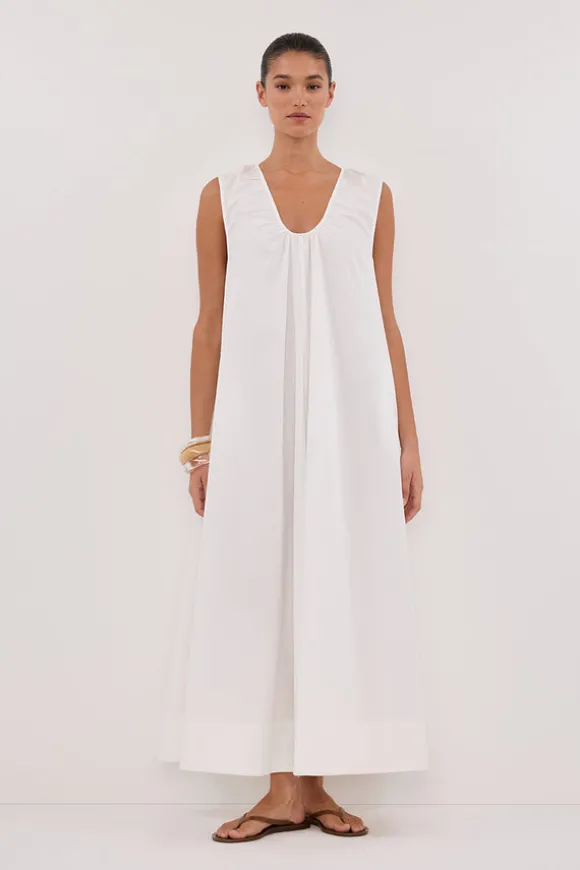 GABBY WHITE COTTON MIDI DRESS