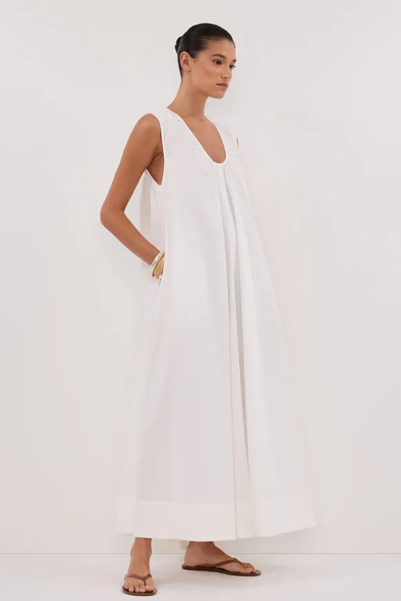 GABBY WHITE COTTON MIDI DRESS