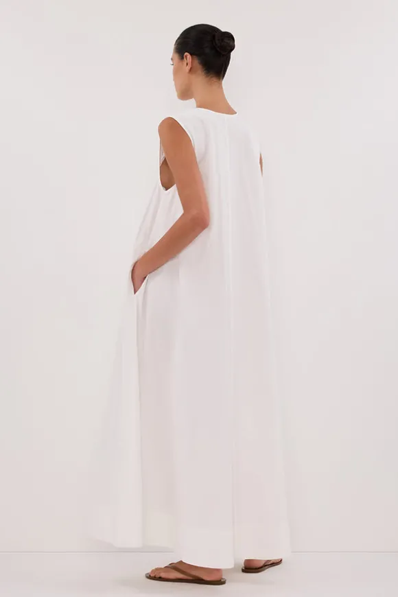 GABBY WHITE COTTON MIDI DRESS