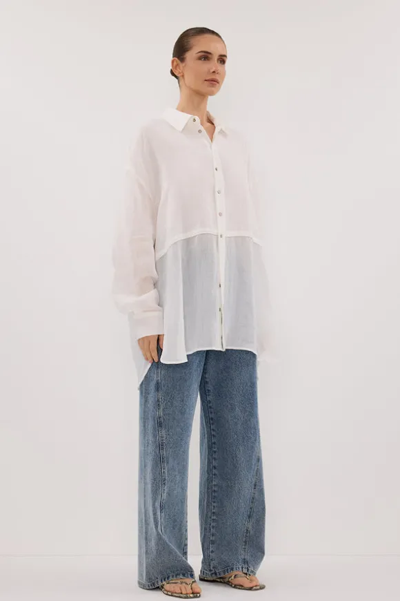 GIGI WHITE RAMIE SLEEVED SHIRT
