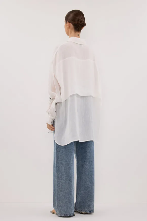 GIGI WHITE RAMIE SLEEVED SHIRT