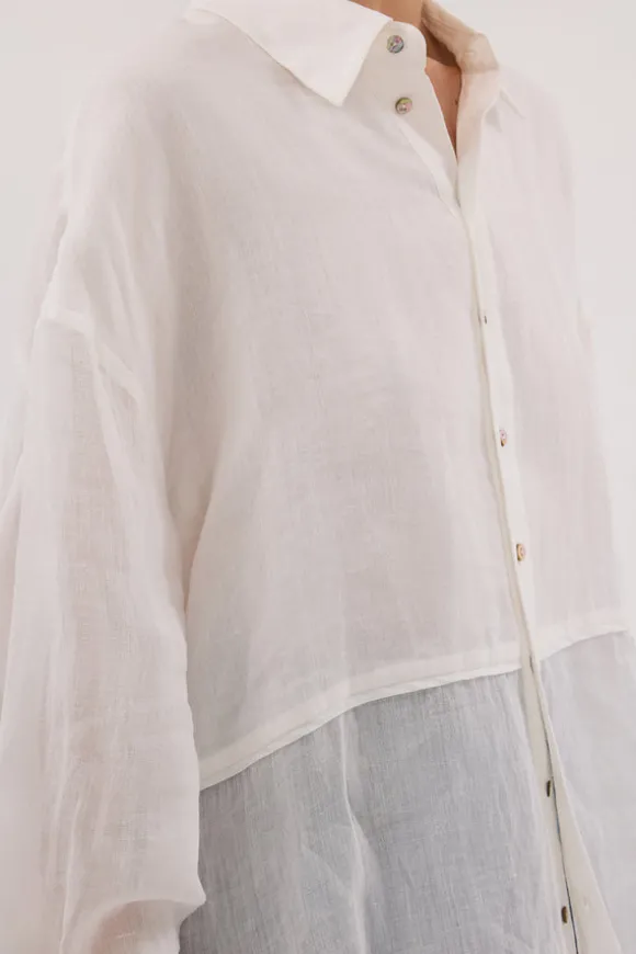 GIGI WHITE RAMIE SLEEVED SHIRT