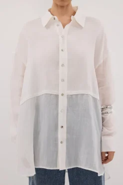 GIGI WHITE RAMIE SLEEVED SHIRT