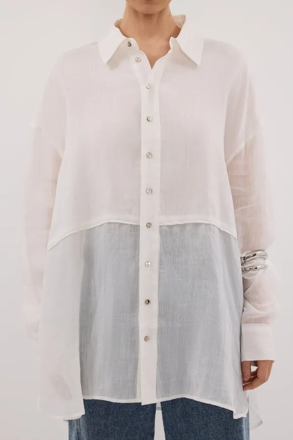 GIGI WHITE RAMIE SLEEVED SHIRT