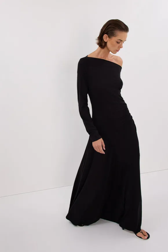 HADLEY BLACK SLEEVED KNIT MAXI DRESS