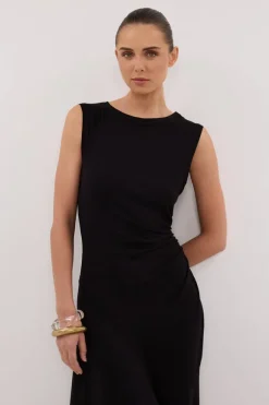 HADLEY BLACK SLEEVELESS KNIT MAXI DRESS