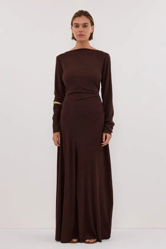 HADLEY CHOC SLEEVED KNIT MAXI DRESS