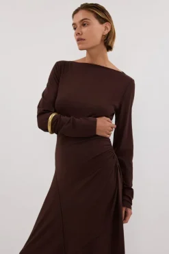 HADLEY CHOC SLEEVED KNIT MAXI DRESS