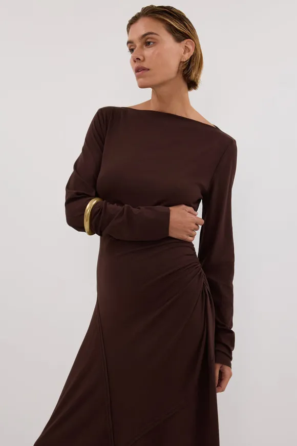HADLEY CHOC SLEEVED KNIT MAXI DRESS