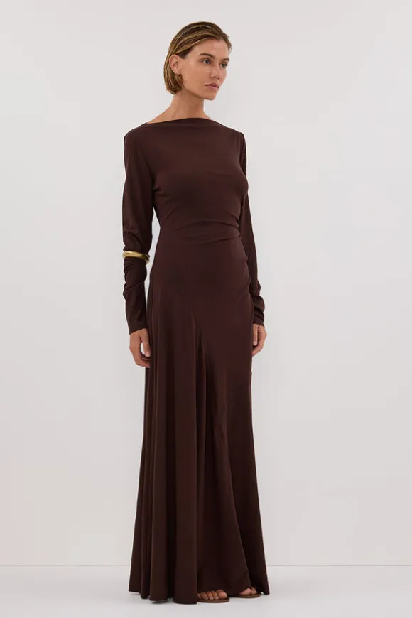 HADLEY CHOC SLEEVED KNIT MAXI DRESS