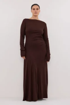 HADLEY CHOC SLEEVED KNIT MAXI DRESS