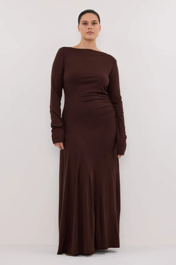 HADLEY CHOC SLEEVED KNIT MAXI DRESS