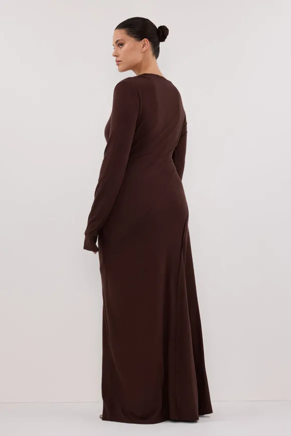 HADLEY CHOC SLEEVED KNIT MAXI DRESS