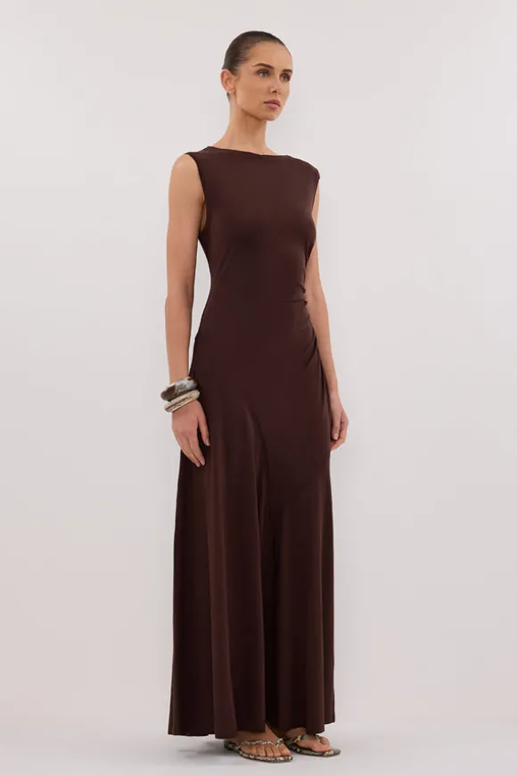 HADLEY CHOC SLEEVELESS KNIT MAXI DRESS