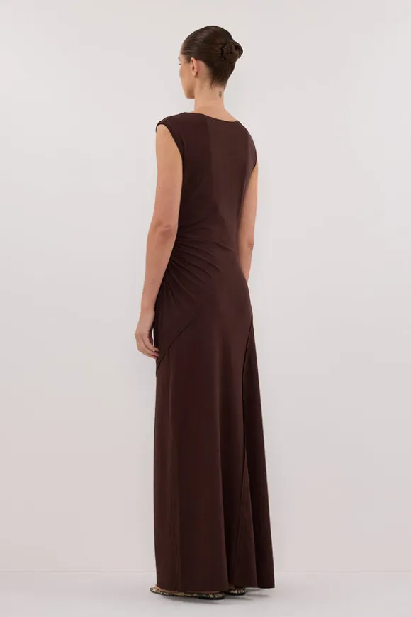 HADLEY CHOC SLEEVELESS KNIT MAXI DRESS