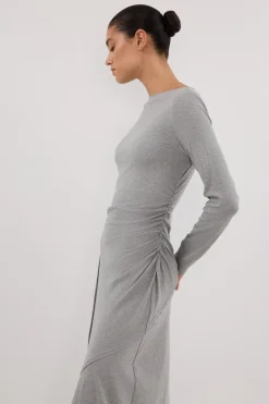 HADLEY SILVER SLEEVED KNIT MAXI DRESS