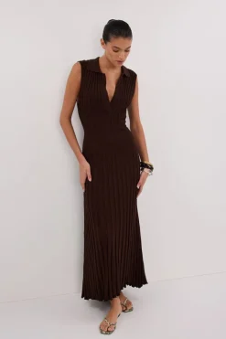 HAL CHOC SLEEVELESS KNIT MAXI DRESS