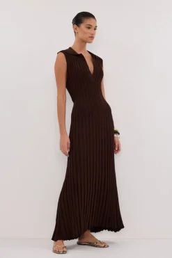 HAL CHOC SLEEVELESS KNIT MAXI DRESS