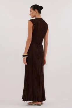 HAL CHOC SLEEVELESS KNIT MAXI DRESS
