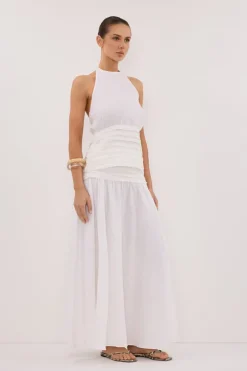 HALLIE WHITE LINEN HALTER TOP