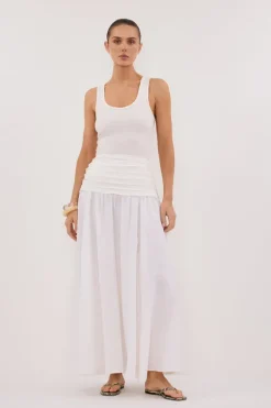 HALLIE WHITE LINEN MIDI SKIRT