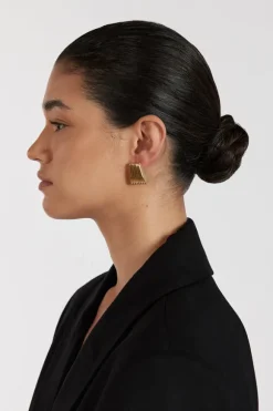 HEAVEN MAYHEM RIBBED GOLD EARRING