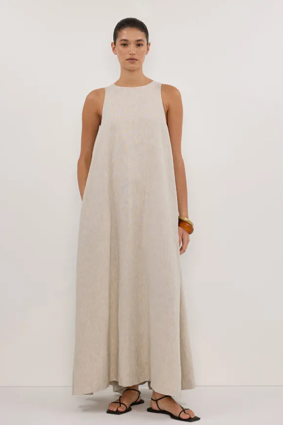 ISABELLE NATURAL LINEN MIDI DRESS