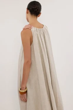 ISABELLE NATURAL LINEN MIDI DRESS